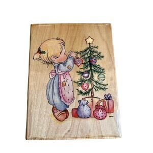 Vintage 1995 Precious Moments Rubber Stamp Christmas God Sent His Best